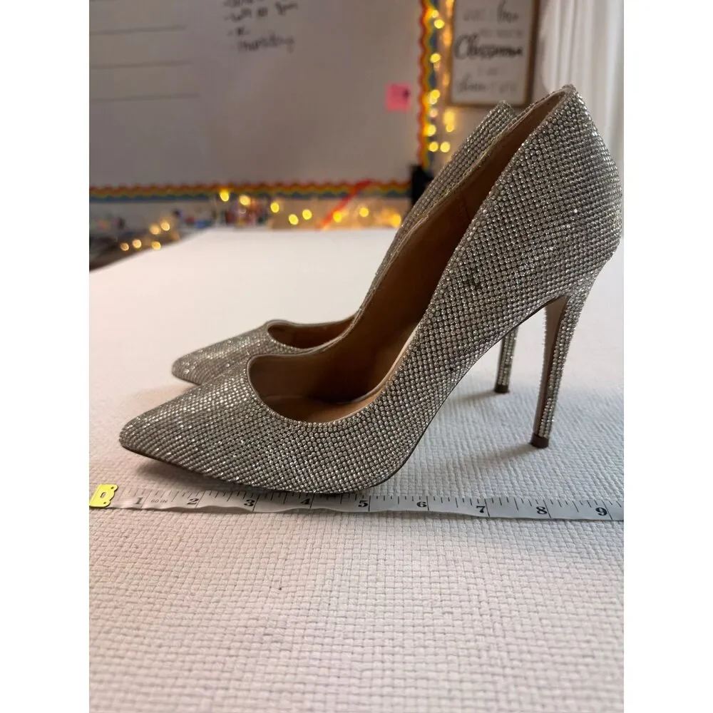 Steve Madden “Daisie” Rhinestone Stiletto Pumps Silver Size 8 Heels Sparkly - Picture 11 of 11